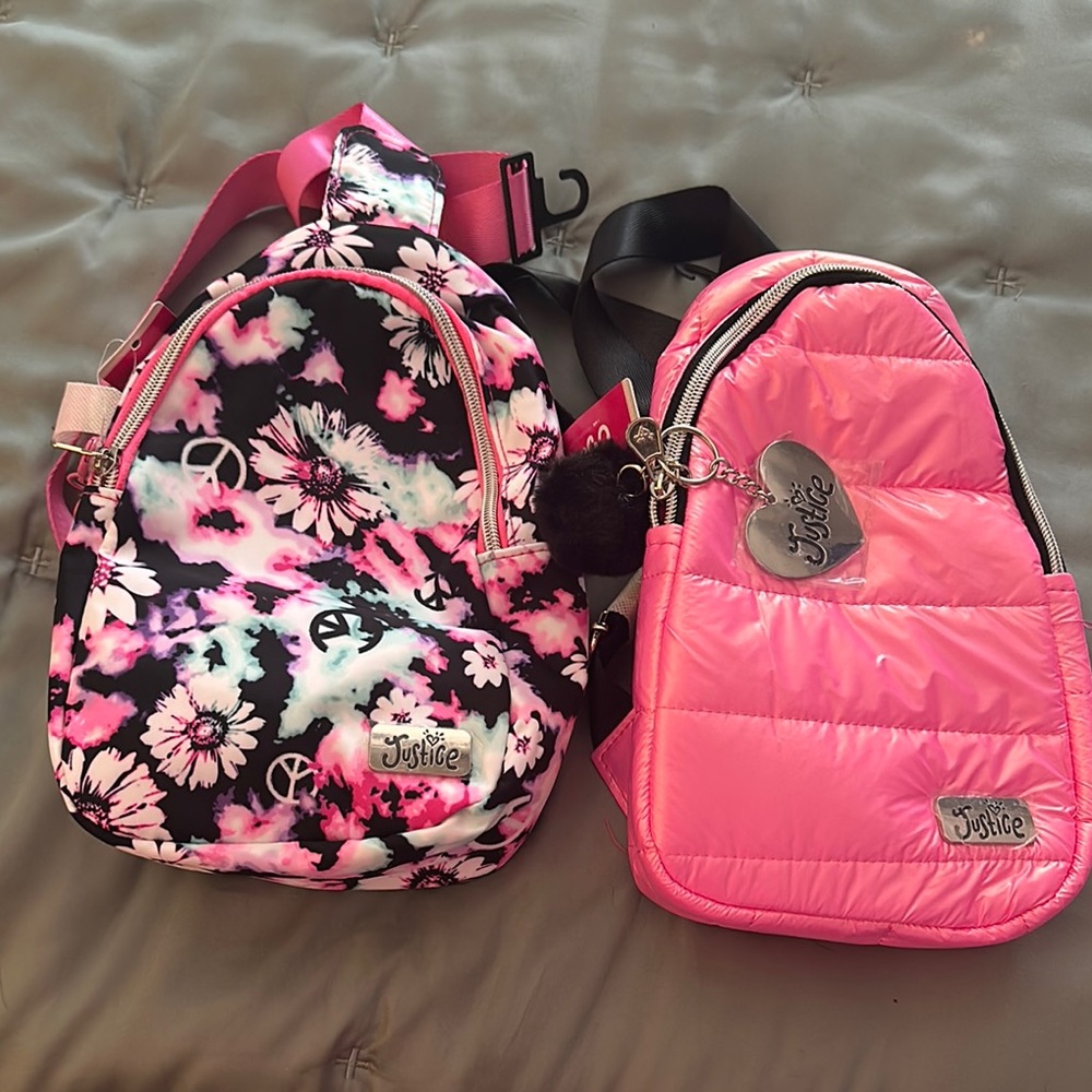 Justice Pink and Floral Kids Backpack Set